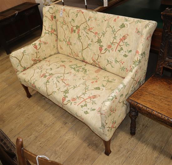 An early 20th century inlaid mahogany two seater settee W.122cm